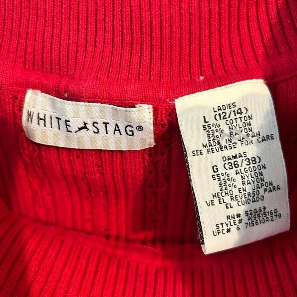 White‎ Stag Red Cowl Neck Sleeveless Cable Knit Sweater Vest Womens Large 12/14
